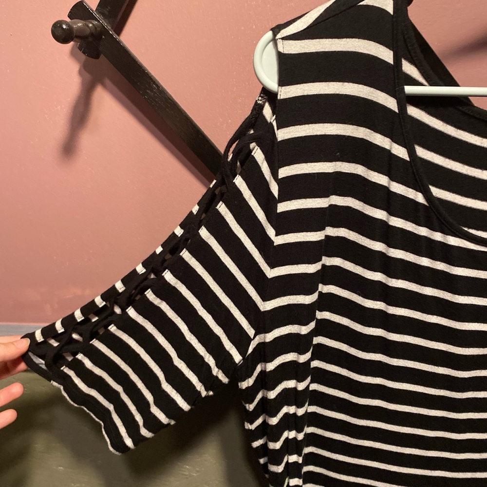 Cato Black and White Striped Top - Picture 2 of 5